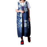 Vestido largo de mezclilla con estampado de burbujas